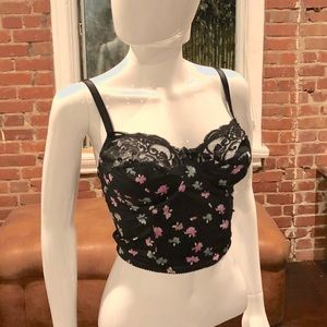 Silky floral lace bustier crop top bra cami-sexy!
